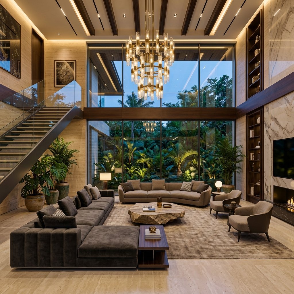 NIKOO Homes 9 — Double-Height Living Hall & Lounge